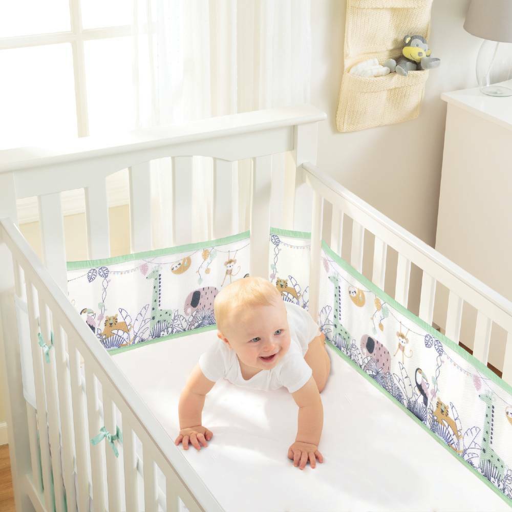 Breathable Mesh Cot Liner - Rainforest (Mint)