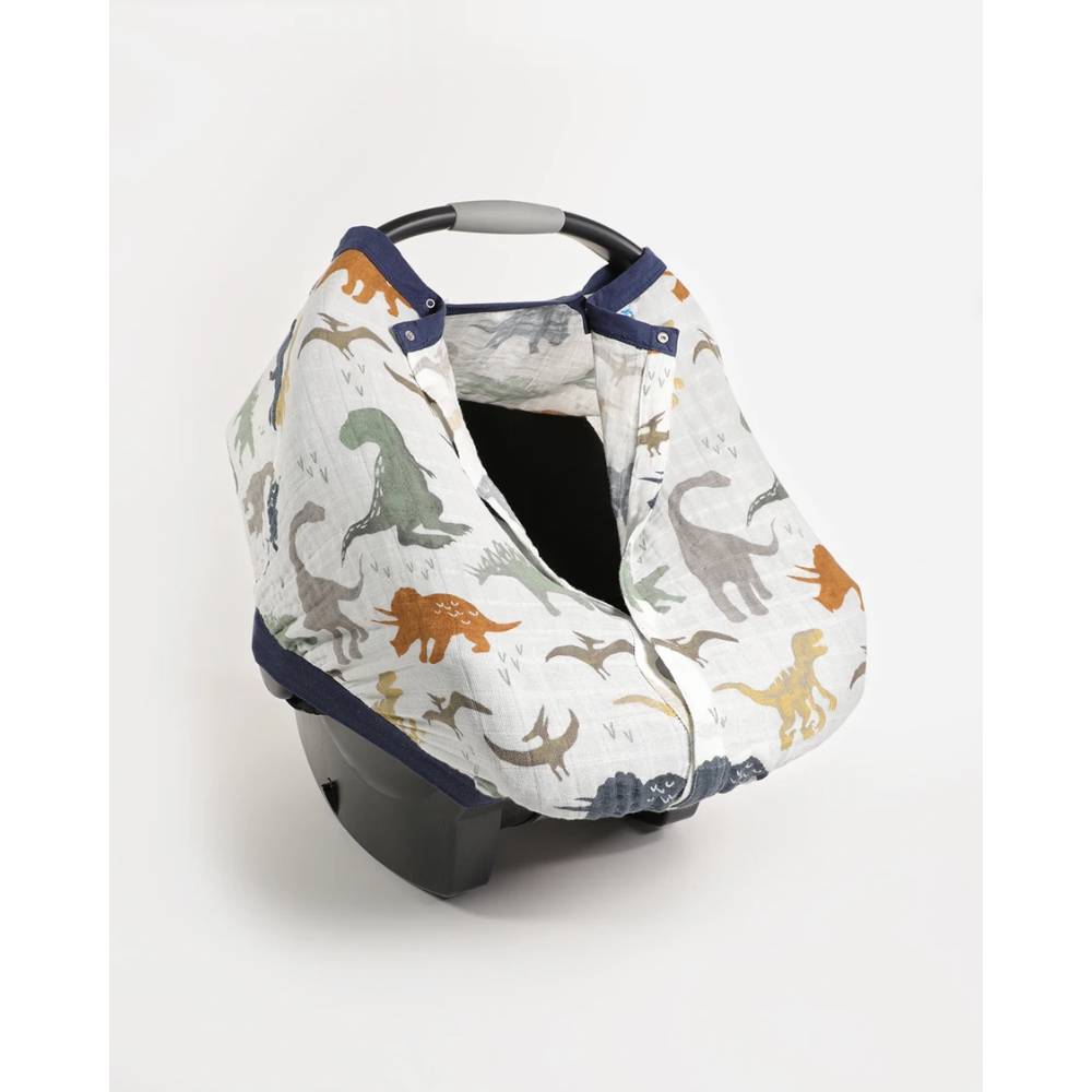 Muslin Car Seat Canopy - Dino Friends