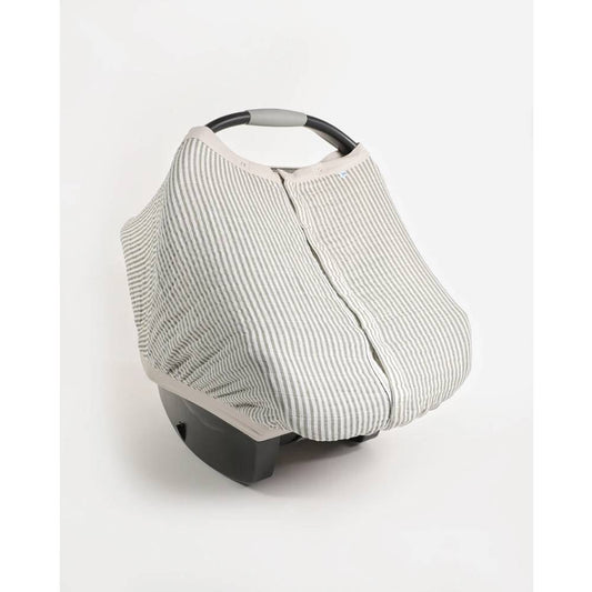 Muslin Car Seat Canopy - Grey Stripe