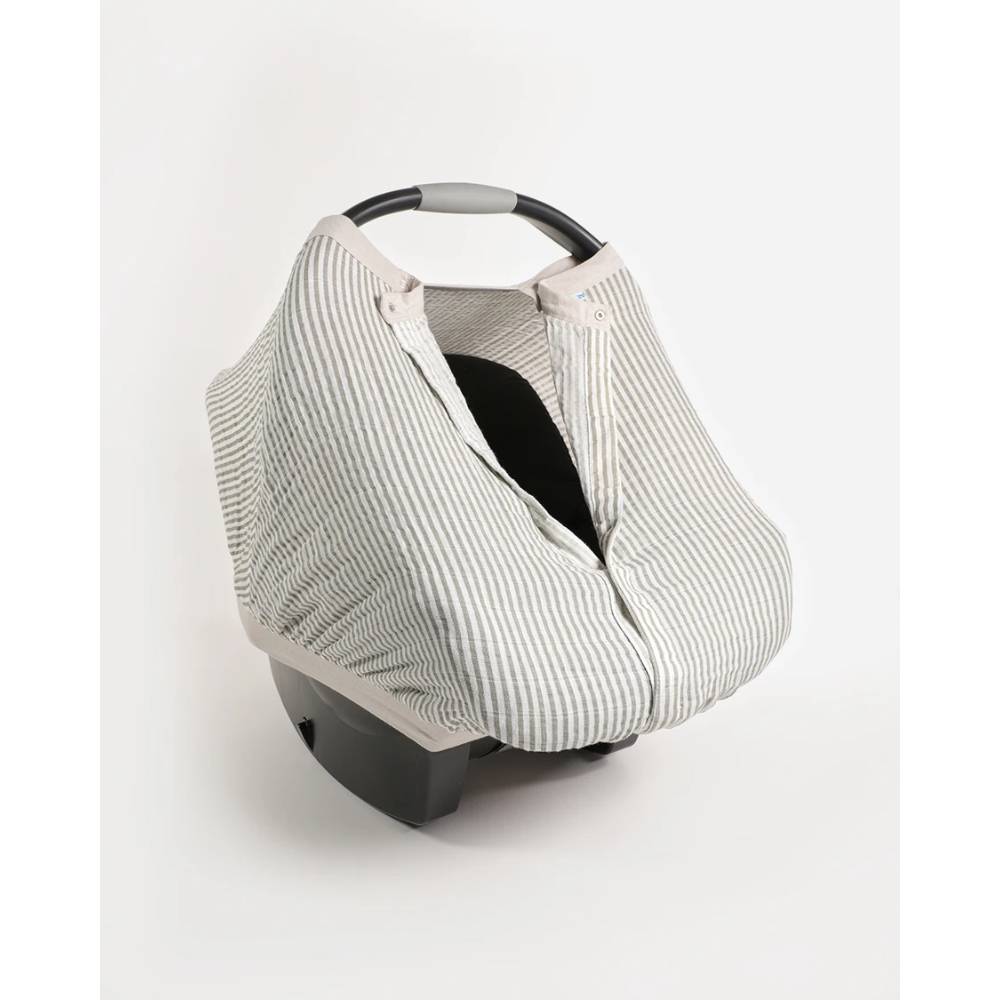 Muslin Car Seat Canopy - Grey Stripe