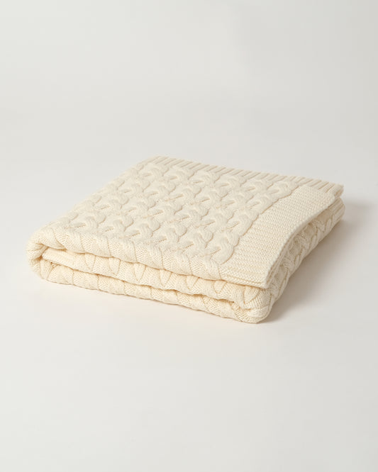 Merino Cable Blanket - Cream