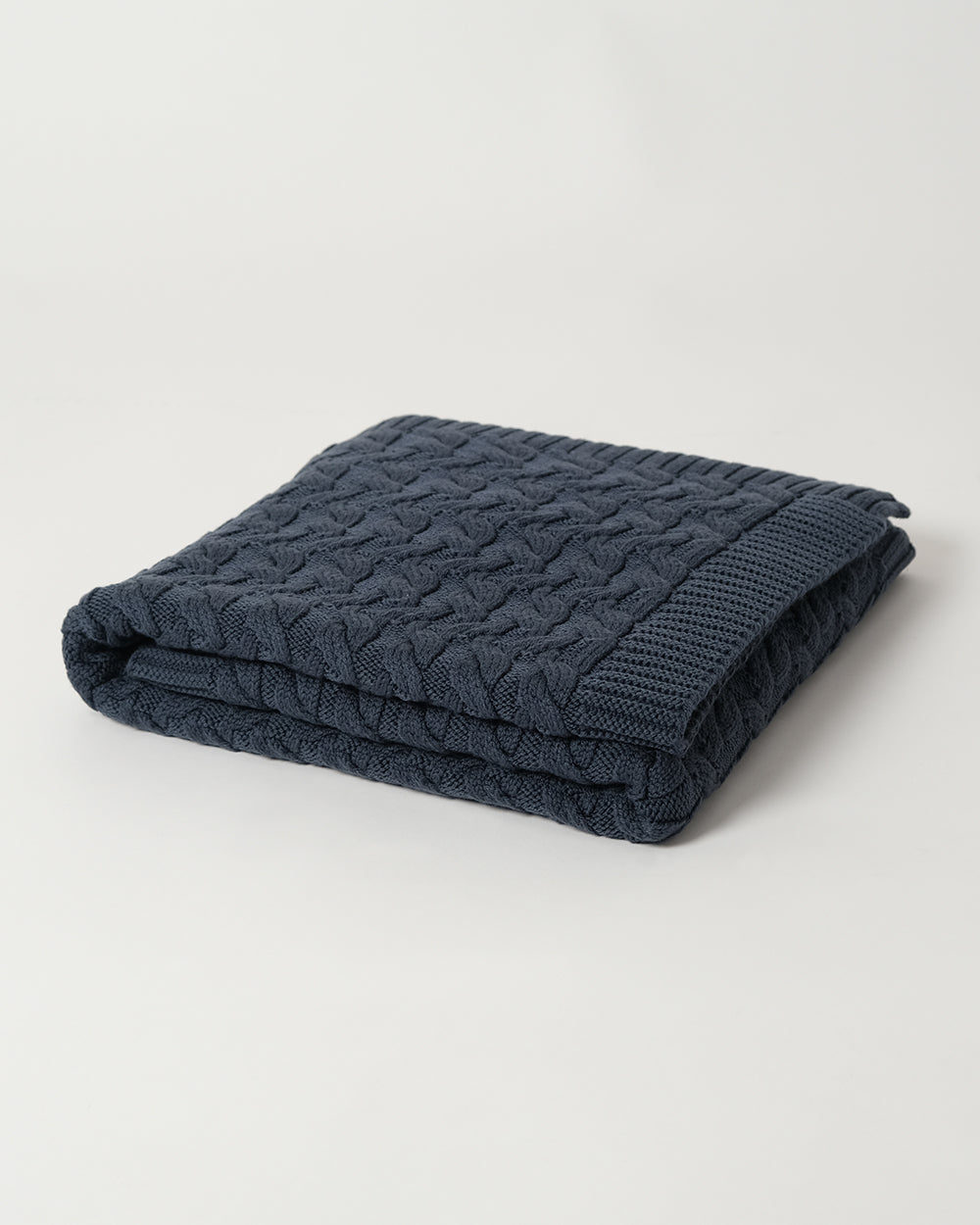 Merino Cable Blanket - Denim