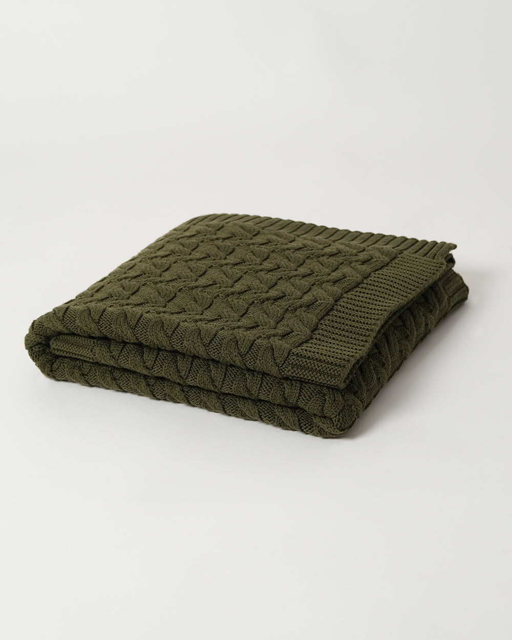 Merino Cable Blanket - Moss