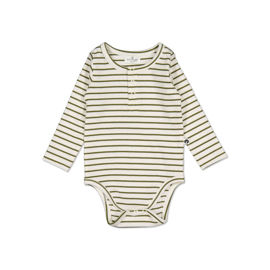 Rib Bodysuit - Olive Stripe